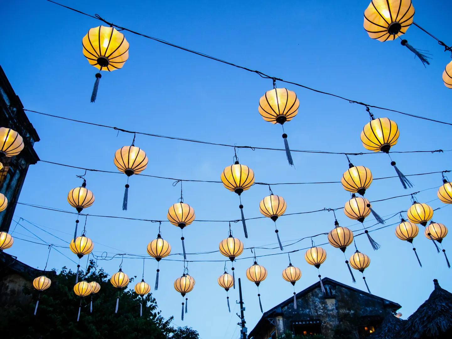  Traditional Vietnamese lanterns on display in Hoi An, a popular holiday destination in Vietnam 