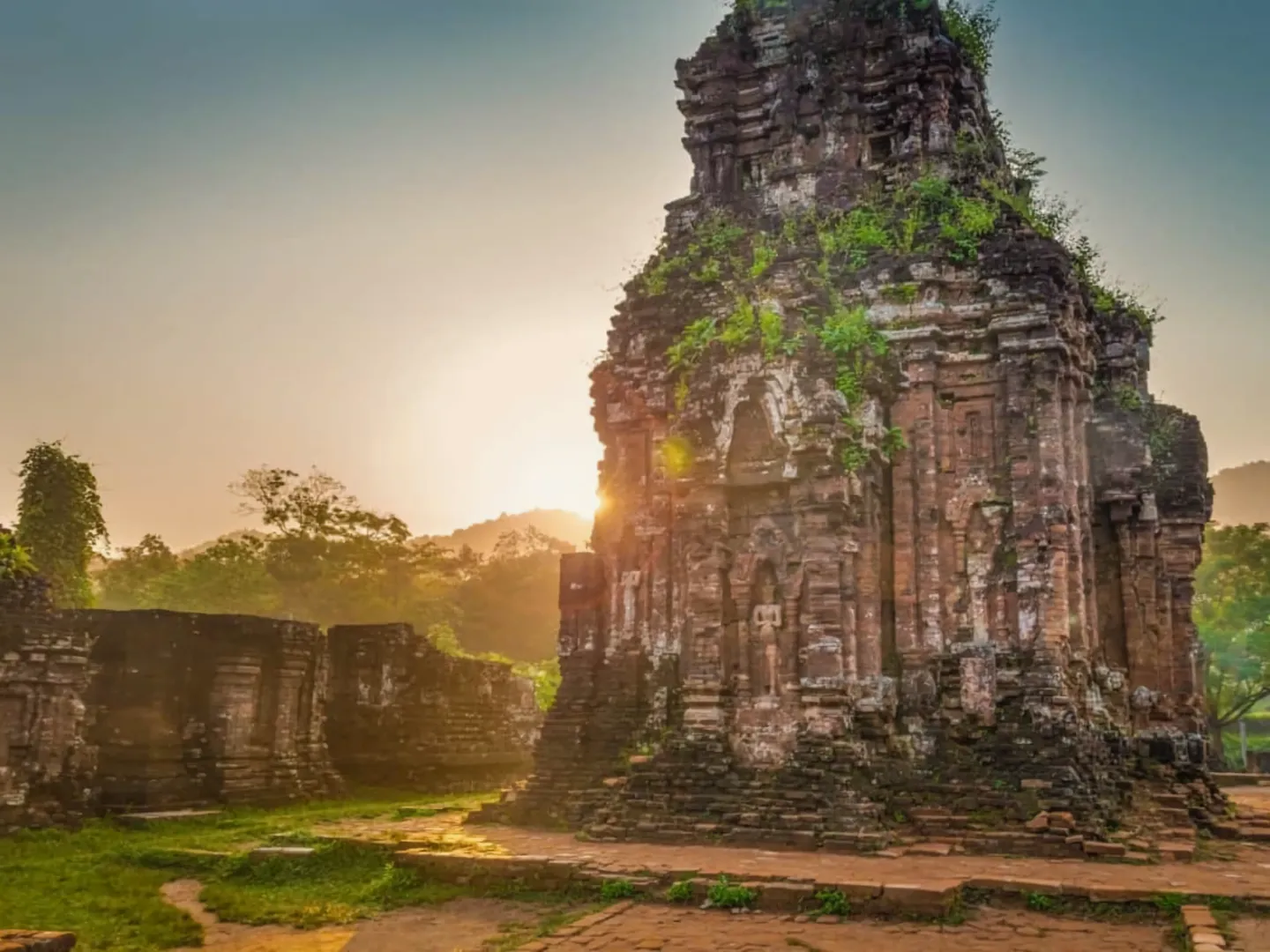  Another angle on ruins of My Son Sanctuary – a UNESCO heritage site near Hoi An, a popular holiday destination in Vietnam 