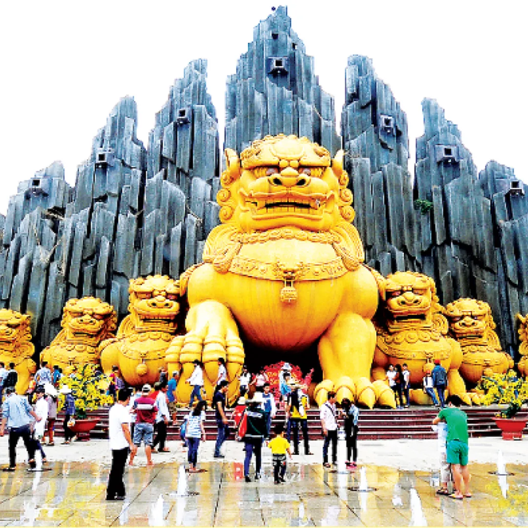Image of a group of mythical creatures installation in Suoi Tien theme park located in Ho Chi Minh City, a popular holiday destination in Vietnam