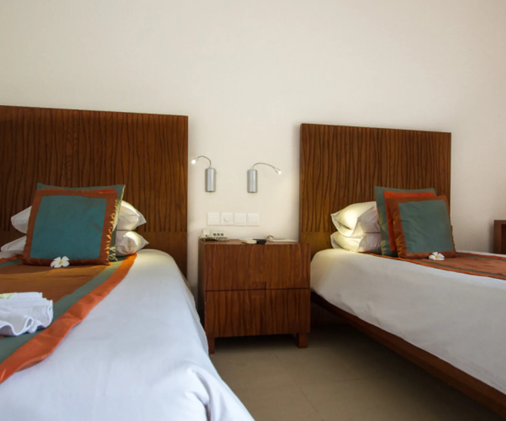  Twin beds in sea view family bungalow at Blue Ocean Resort Mui Ne suitable for family accommodation in Vietnam 