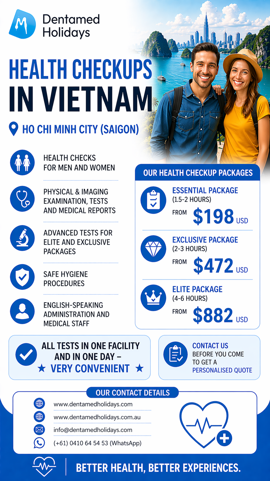 Health Checkups in Vietnam – DentaMed Holidays Health checkups in Vietnam with DentaMed Holidays, including one-day health screening packages in Ho Chi Minh City
